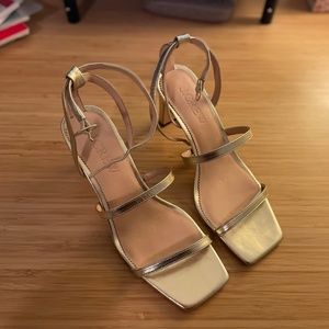 J.Crew Ava strappy heels in metallic leather